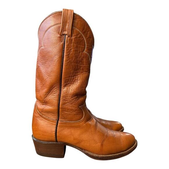 Vintage Tony Chocolate Cow Western Cowboy Boot Black Label men size 9.5 D - Picture 1 of 9
